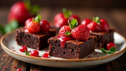 pieces of cake with strawberries Valentine's Day,