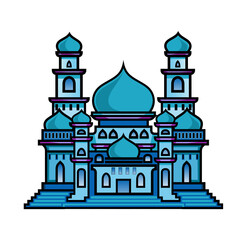 Illustration vector graphic design colorful of mosque, with simple and colorful design, perfect to islamic, ramadan theme content.