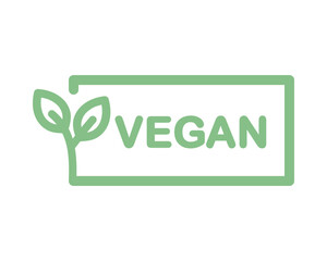 Vegan logo template. Healthcare, lifestyle, diet, eco friendly concepts. Outlined vector design isolated illustration.