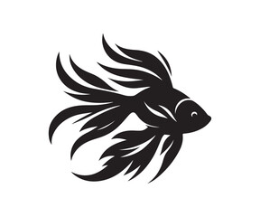 minimalist silhouette of golden fish in black and white