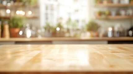 Wooden Kitchen Table Top Background