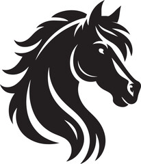Fototapeta premium Horse head vector black silhouette lineart logo icon, animal isolated on white background, creative minimal clean detail editable clipart