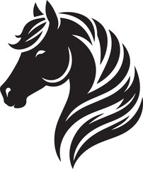 Horse head vector black silhouette lineart logo icon, animal isolated on white background, creative minimal clean detail editable clipart