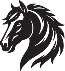 Horse head vector black silhouette lineart logo icon, animal isolated on white background, creative minimal clean detail editable clipart