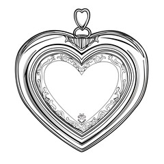 heart-shaped locket outline for Valentine�s Day