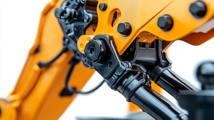 Close-up view of a robotic arm joint, showcasing engineering and mechanical design.