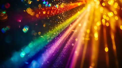 Fototapeta premium A colorful rainbow with a bright sun shining through it