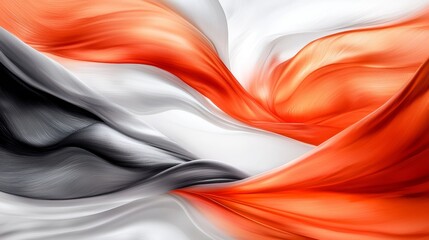 Obraz premium Abstract Swirling Fabric Texture Orange Gray White Flowing Silk Design
