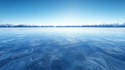 Winter Frozen Lake Landscape with Snow Covered Trees