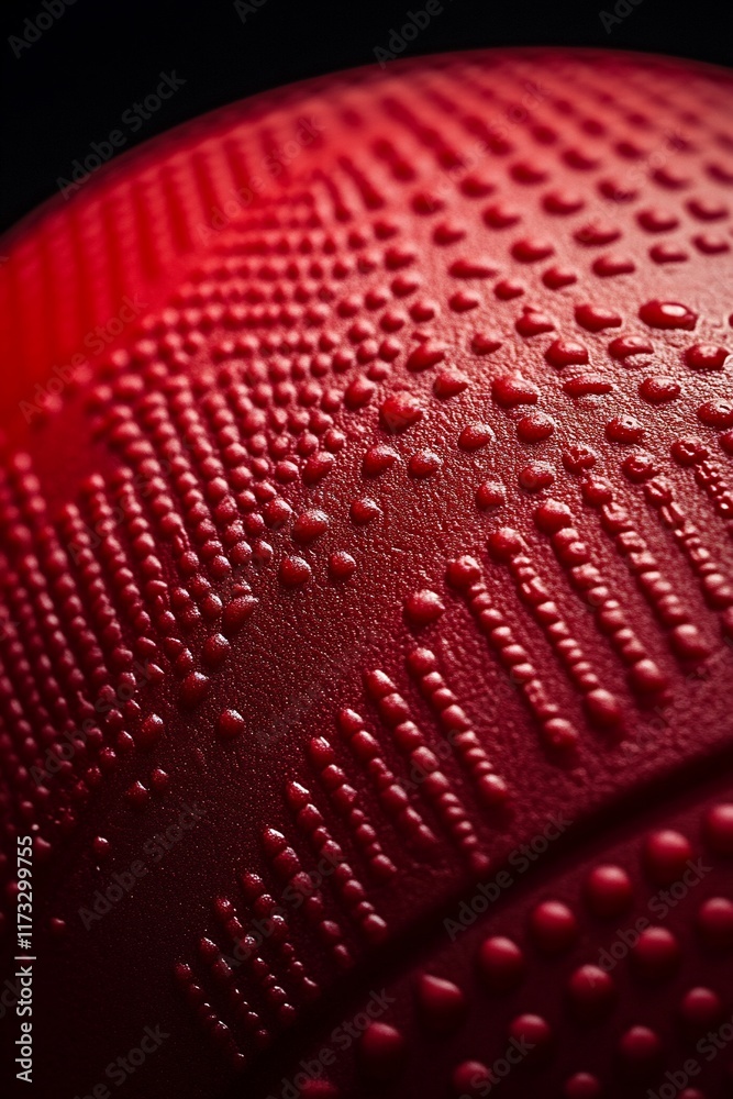 Poster Close-up of a textured, red sphere's surface with various patterns.