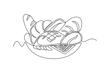 Local organic production concept. Single line draw design vector graphic illustration.
