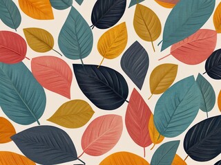 Obraz premium seamless pattern with autumn leaves,Ai generated 