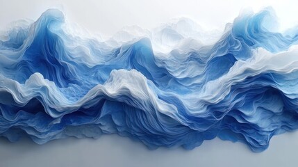 Obraz premium Abstract blue and white wave-like texture.