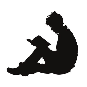 recommend clip art: person silhouette reading a book