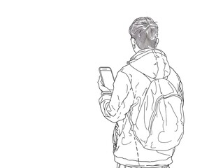 person outline holding phone