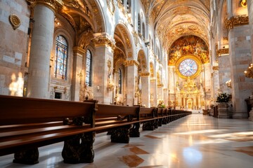 Fototapeta premium A detailed view of the Cathedral of the Assumption, showcasing its historic frescoes and grand architectural design