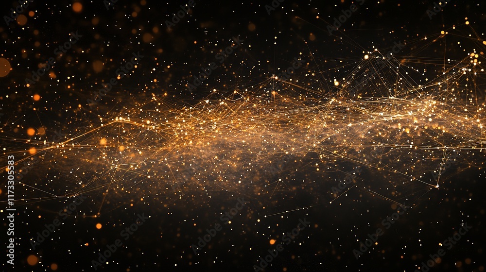 Poster abstract data network concept with nodes and connections on dark background