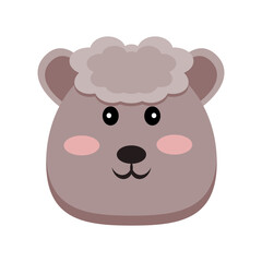 Cute Sheep Cartoon Head Vector Illustration