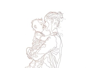 person outline holding child
