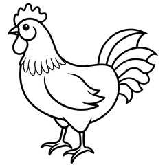 Cute Silhouette of a Chicken line art vector cartoon illustration