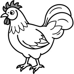 Cute Silhouette of a Chicken line art vector cartoon illustration