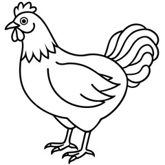 Cute Silhouette of a Chicken line art vector cartoon illustration