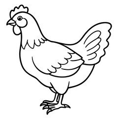 Cute Silhouette of a Chicken line art vector cartoon illustration