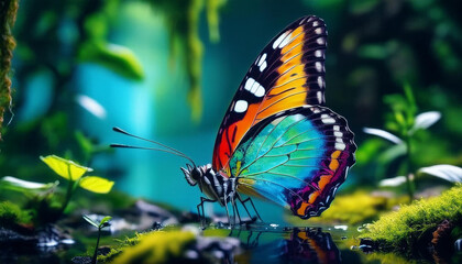 Obraz premium Plain Tiger Butterfly on Orange Flower, Natures Beauty, Insect, Generated image