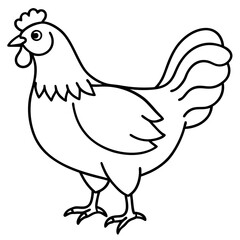 Cute Silhouette of a Chicken line art vector cartoon illustration