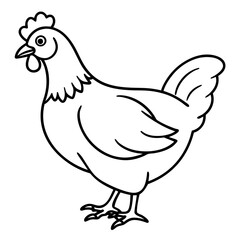 Cute Silhouette of a Chicken line art vector cartoon illustration