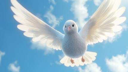 Obraz premium Serene White Dove in Flight: A Symbol of Peace and Hope