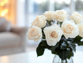 White table vase flower bouquet living room interior background product display