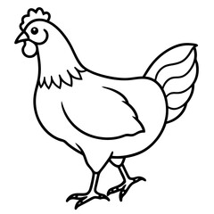 Cute Silhouette of a Chicken line art vector cartoon illustration