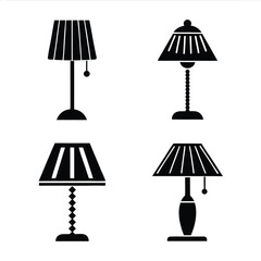 Minimalist Table Lamp Silhouette Vector Bundle.