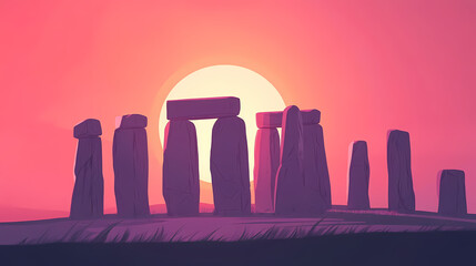 Simple illustration of the stonehenge monument in england. Stonehenge. Illustration