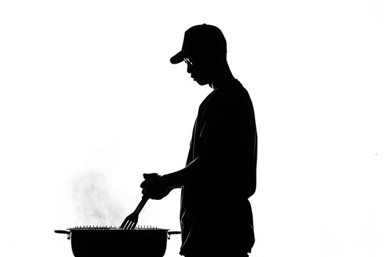 recommend clip art: person silhouette cooking on barbecue grill