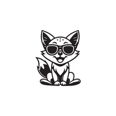 Cute baby Jackal sitting wearing sunglass illustration vector, Jackal clipart Design, Funny Jackal Design