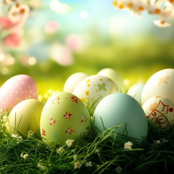 Easter Eggs in a Grass Nest
