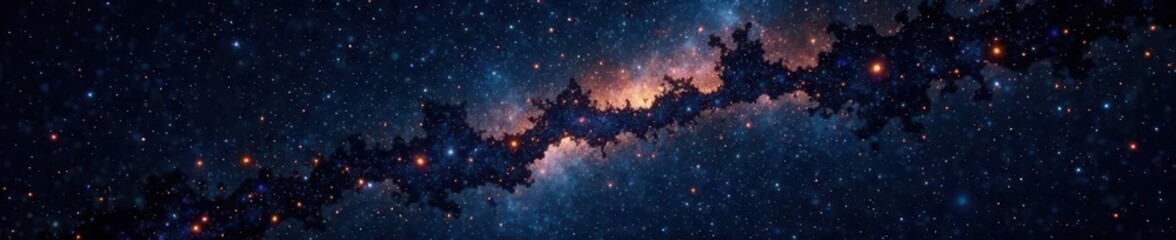 Fototapeta premium Dark canvas, countless sparkling stars scattered across vast blackness , astronomy, dark blue, star cluster