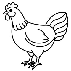 Cute Silhouette of a Chicken line art vector cartoon illustration