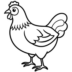 Cute Silhouette of a Chicken line art vector cartoon illustration