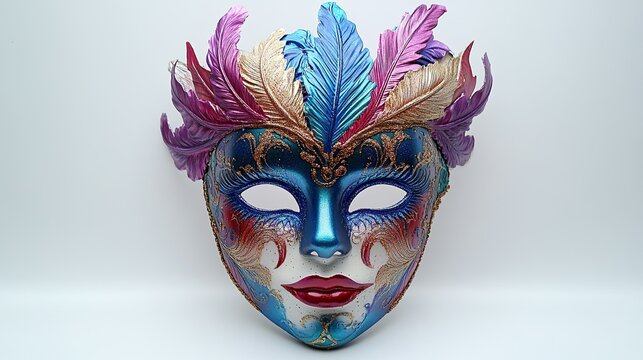 PNG carnival mask on a white background, symbolizing creativity and celebration, perfect for festive events, parties, or creative designs related to masquerades or parties. 