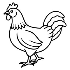 Cute Silhouette of a Chicken line art vector cartoon illustration
