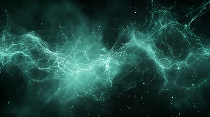 Obraz premium Teal energy flow, cosmic background, abstract art, website header.
