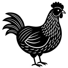 Cute Silhouette of a Chicken line art vector cartoon illustration