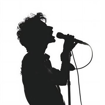 recommend clip art: person silhouette singing into microphone