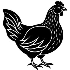 Cute Silhouette of a Chicken line art vector cartoon illustration