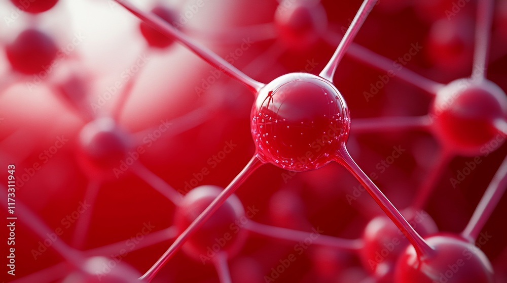 Poster Abstract 3D rendering of a red molecular structure.