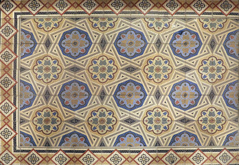 Architectural mosaic detail, abstract background for street, bath and pool.Mosaic floor.