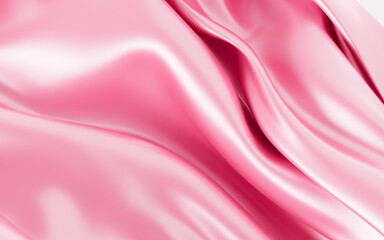 Flying pink silk textile fabric flag background, 3d rendering.